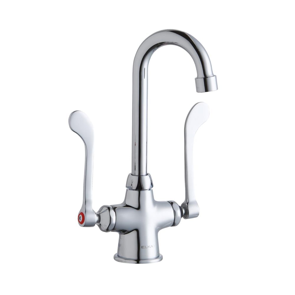189-LK500GN04T6 Deck Mount Double Pantry Faucet w/ 4" Gooseneck Swing Spout & 6" Wr...