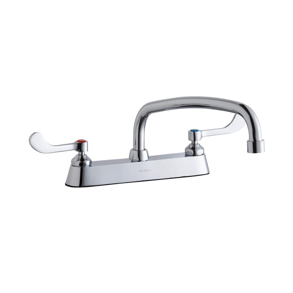 189-LK810AT12T4 Deck Mount Faucet w/ 12" Arch Tube Spout & 4" Wrist Blade Handles -...