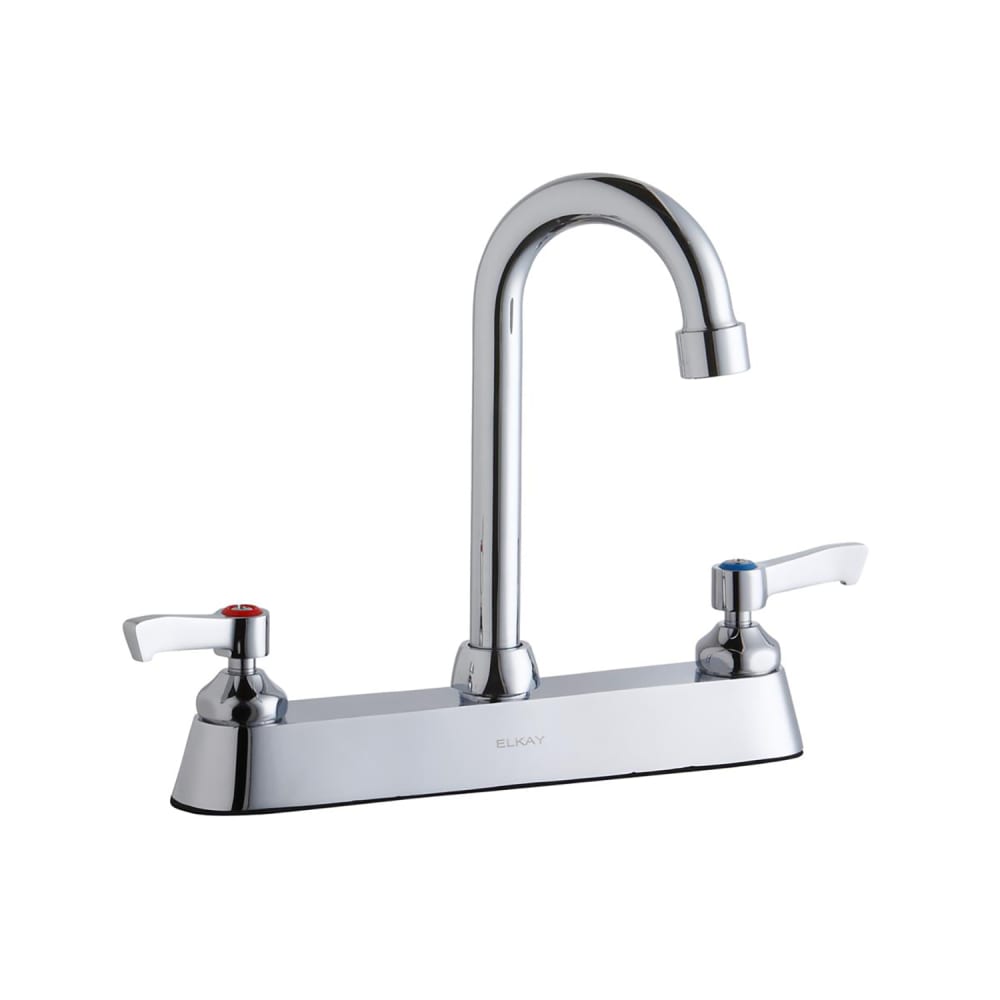 189-LK810GN04L2 Deck Mount Faucet w/ 4" Gooseneck Spout & 2" Lever Handles - 8&quot...