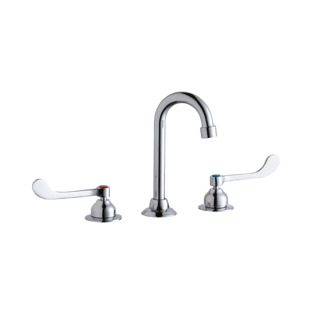 189-LK800GN04T6 Deck Mount Faucet w/ 4" Gooseneck Spout & 6" Wrist Blade Handles -...