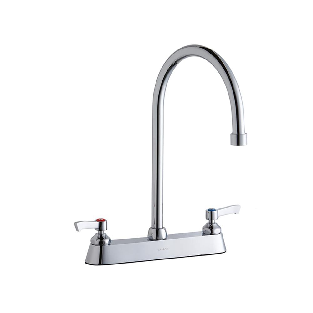 189-LK810GN08L2 Deck Mount Faucet w/ 8" Gooseneck Spout & 2" Lever Handles - 8&quot...