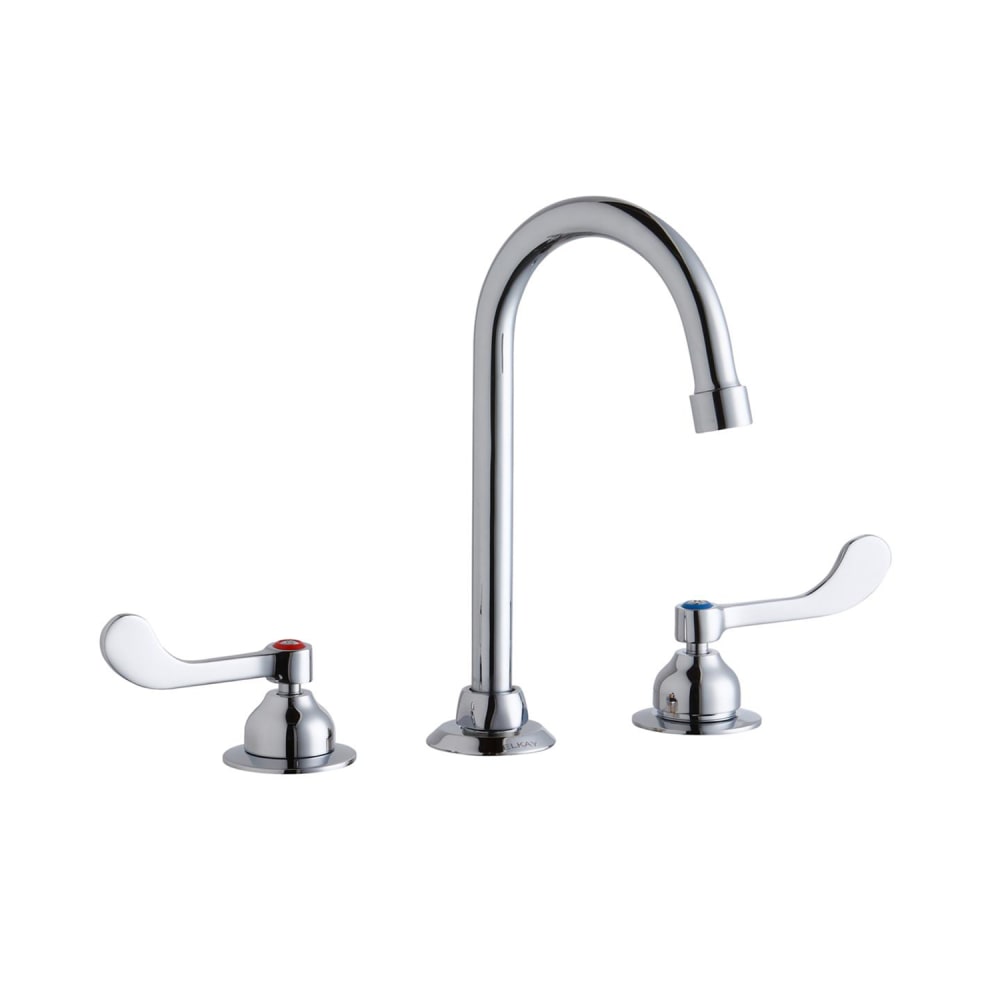 189-LK800GN05T4 Deck Mount Faucet w/ 5" Gooseneck Spout & 4" Wrist Blade Handles -...