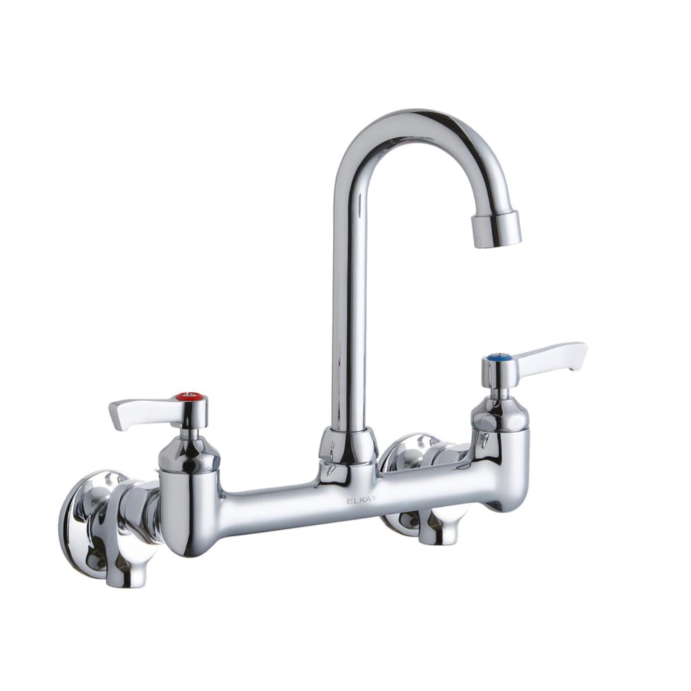 189-LK940GN04L2S Splash Mount Faucet w/ 4" Gooseneck Spout & 2" Wrist Blade Handles...