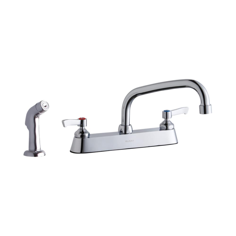 189-LK811AT08L2 Deck Mount Faucet w/ Side Spray - 8" Arched Swing Spout & 2" Lever...