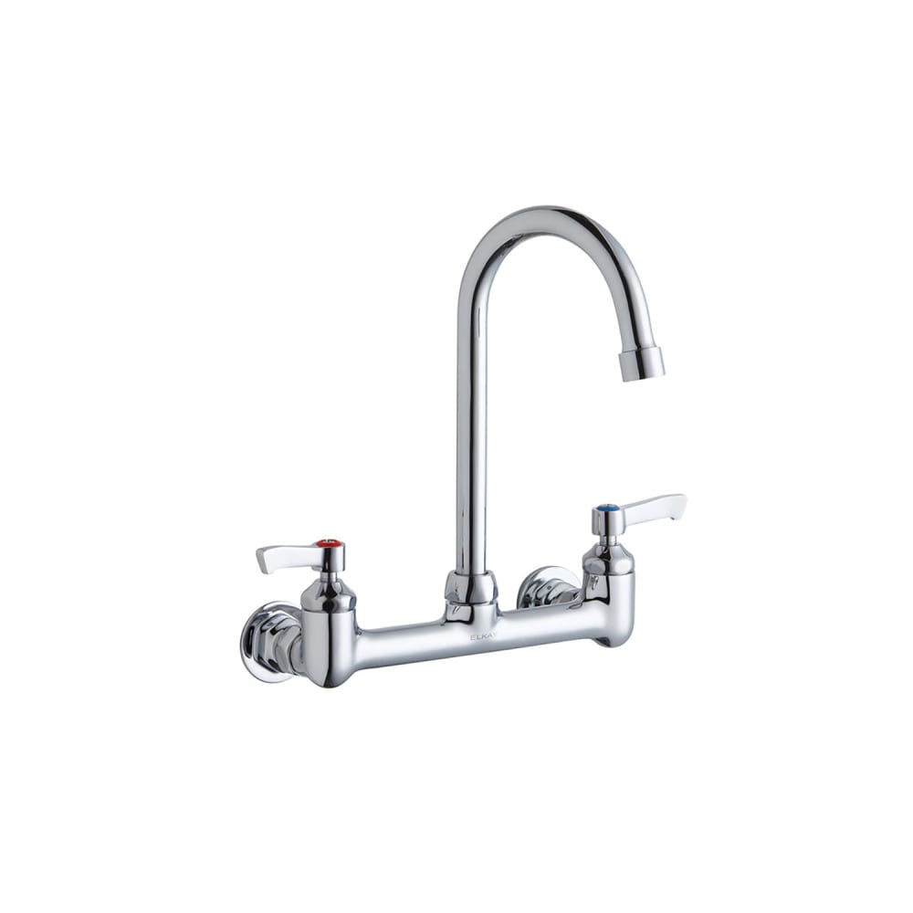 189-LK940GN05L2H Splash Mount Faucet w/ 5" Gooseneck Spout & 2" Wrist Blade Handles...