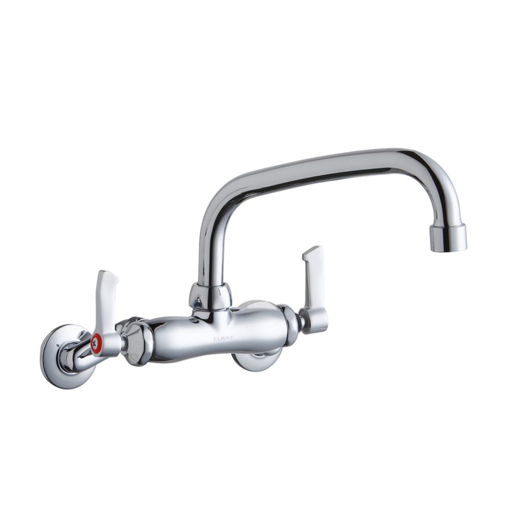 Elkay LK945AT08L2T Splash Mount Faucet w/ 8" Arched Swing Spout & 2" Lever Handles - 8" Centers