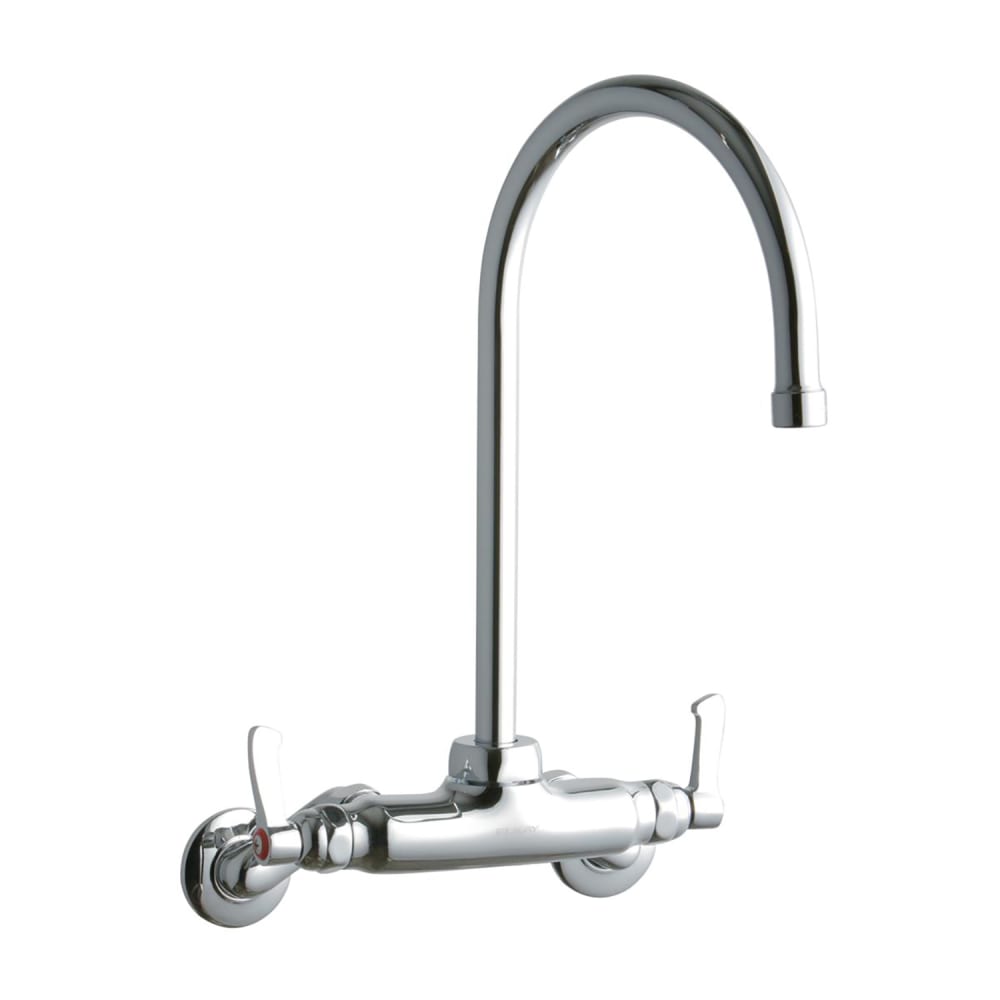 189-LK945GN08L2T Splash Mount Faucet w/ 8" Gooseneck Spout & 2" Wrist Blade Handles...