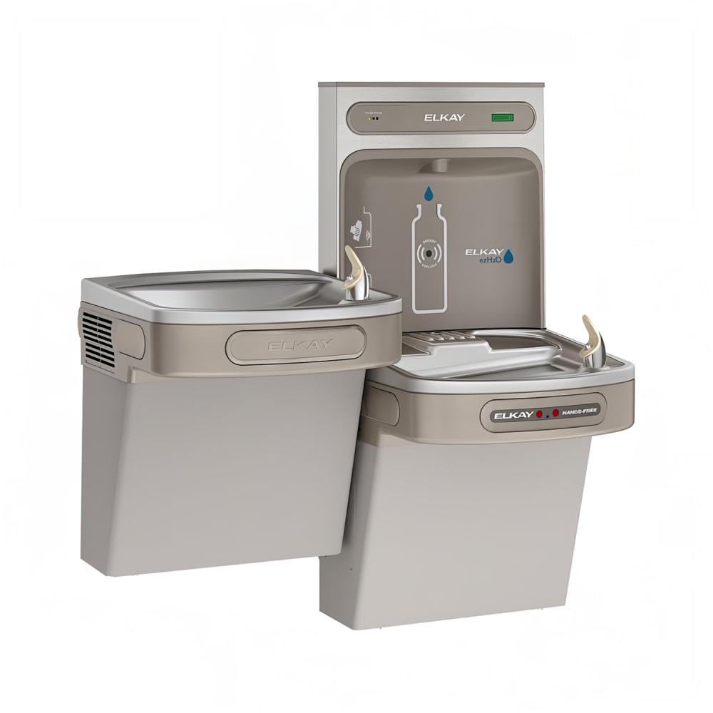 189-LZOTL8WSLK Wall Mount Bi Level Drinking Fountain w/ Bottle Filler - Filtered, Refrigerated, L...