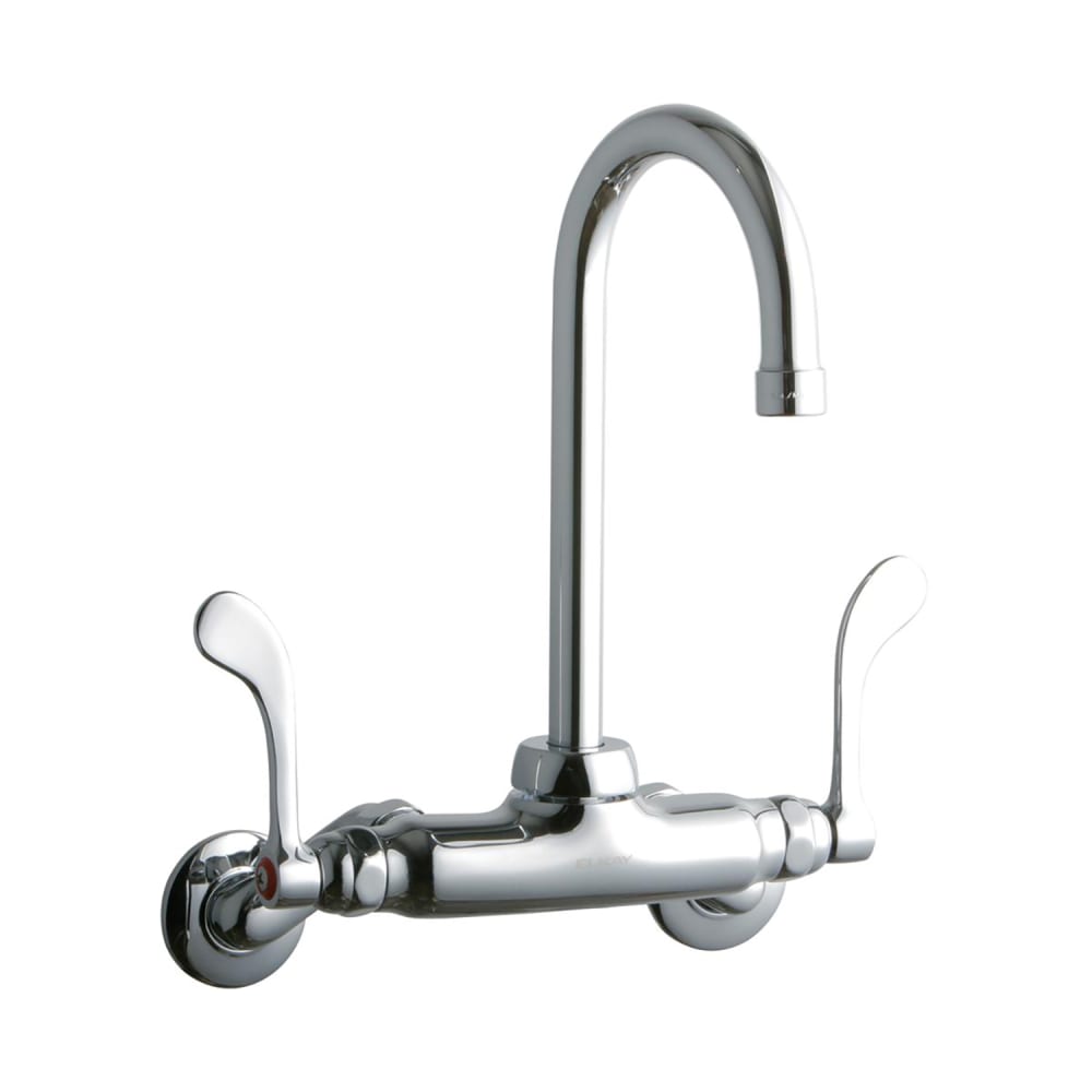 189-LK945GN05T4T Splash Mount Faucet w/ 5" Gooseneck Spout & 4" Wrist Blade Handles...