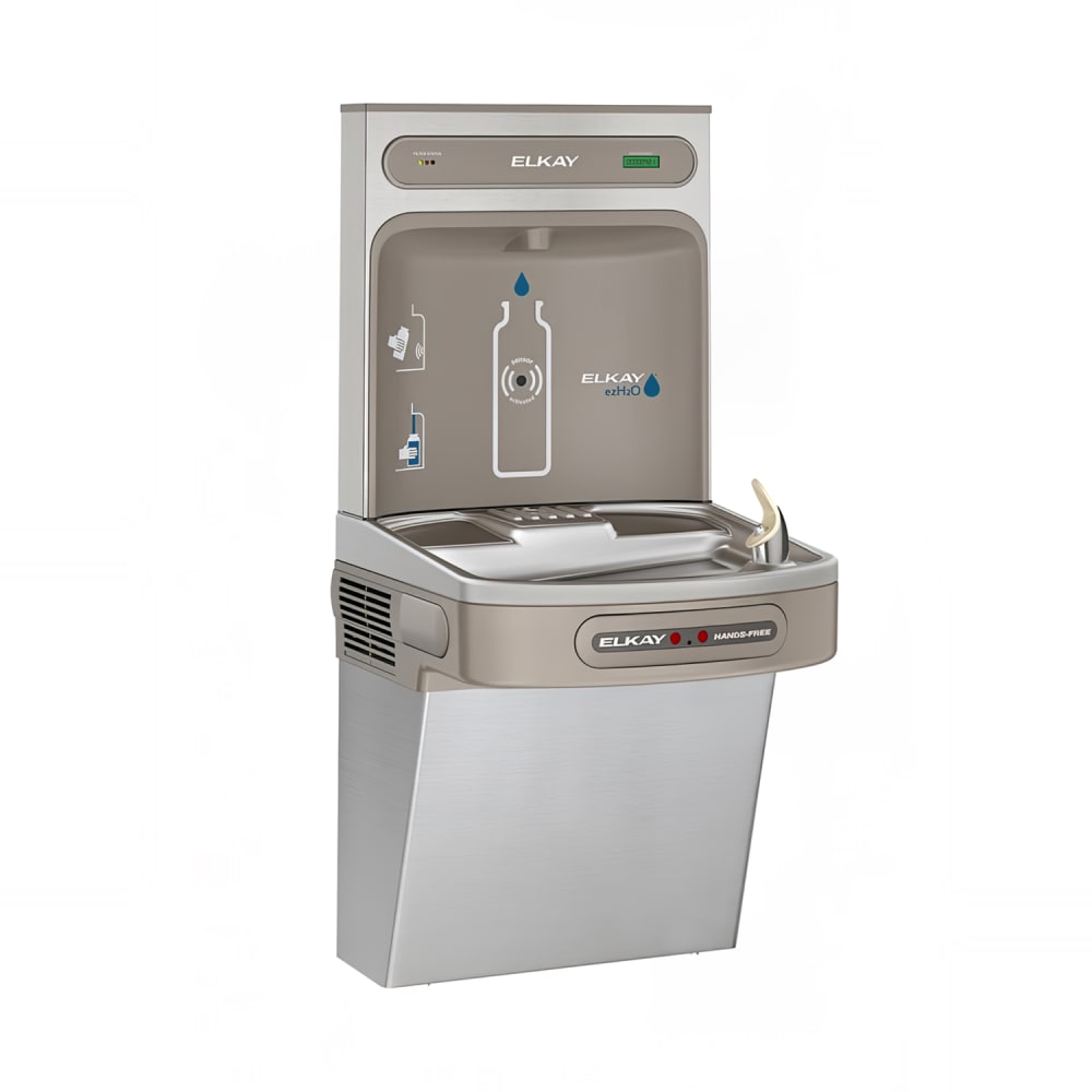 189-LZO8WSSK Wall Mount Drinking Fountain w/ Bottle Filler - Filtered, Refrigerated, Stainless