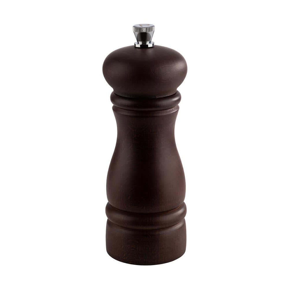 634-APS40575 6"H Salt Grinder - German Beachwood, Dark Brown