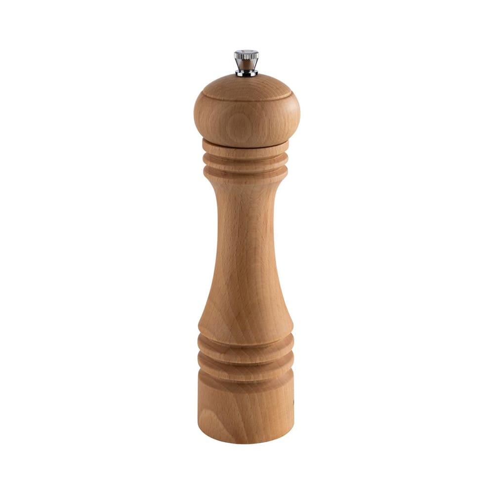 634-APS40576 9"H Salt Grinder - German Beachwood, Light Brown
