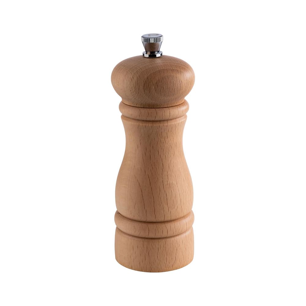 634-APS40574 6"H Salt Grinder - German Beachwood, Light Brown