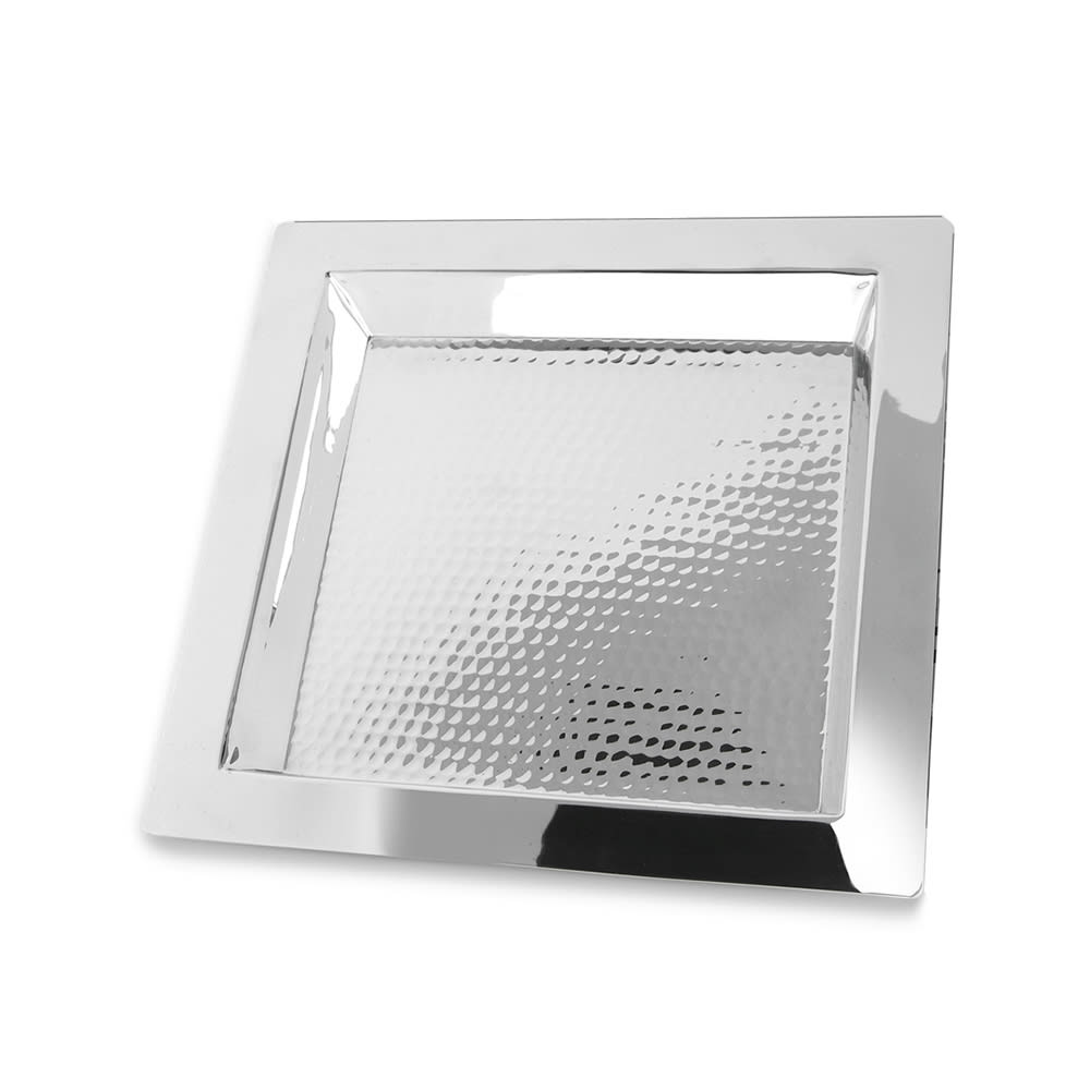 Eastern Tabletop 5411H 11" Square Brooklyn Collection Tray, Hammered Stainless Steel