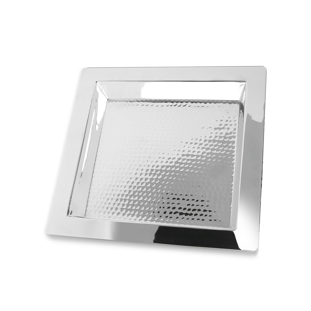 969-5413H 13" Square Brooklyn Collection Tray, Hammered Stainless Steel