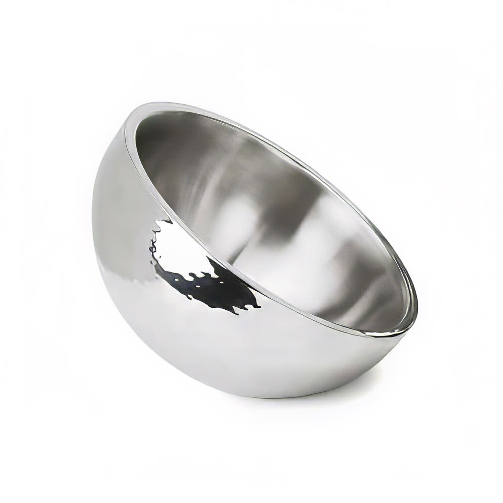 969-7212 160 oz Round Dual Angle Bowl - Hammered Stainless Steel
