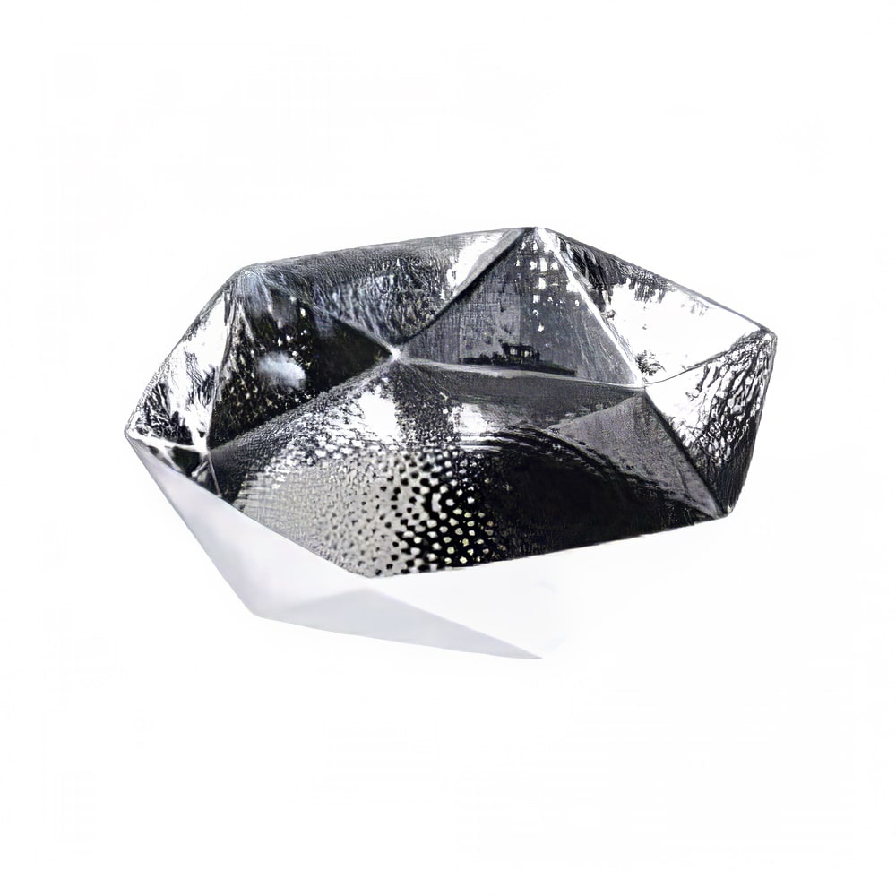 969-9381 10" Hexagonal Bowl - Hammered Stainless Steel, Mirror Finish
