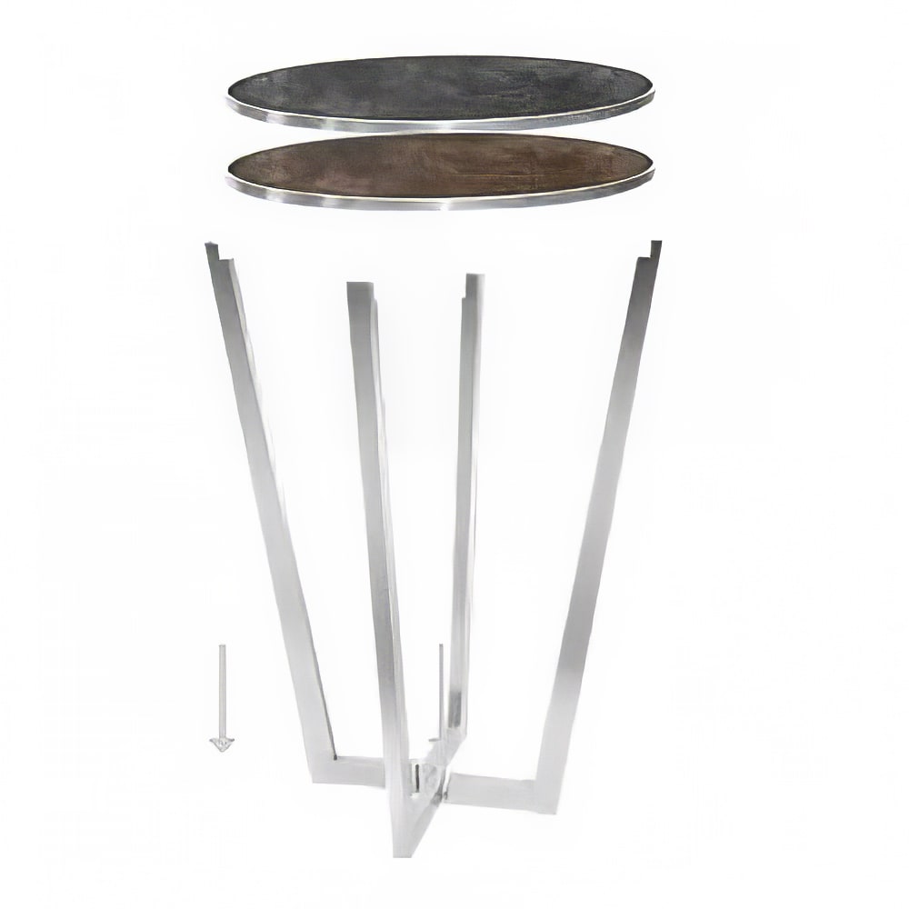 Eastern Tabletop CT4410TT 30" Round Bar Height Table - HPL Reversible Sandstone Textured/Charcoal, Stainless Steel Base