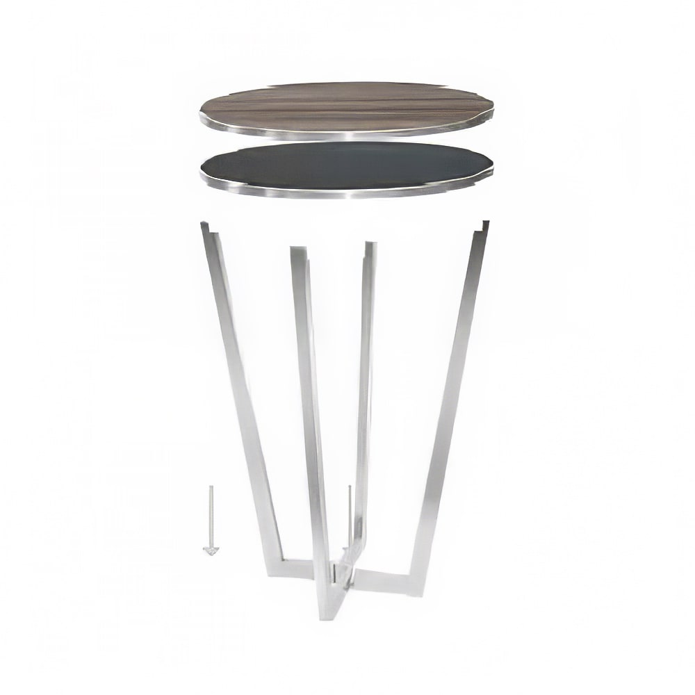Eastern Tabletop CT4420GB 30" Round Bar Height Table - HPL Reversible Black/Gray Top, Stainless Steel Base
