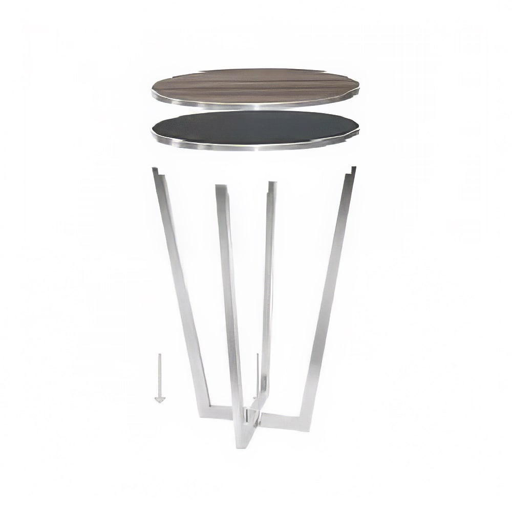 Eastern Tabletop CT4405GB 30" Round Bar Height Table - HPL Reversible Black/Gray Top, Stainless Steel Base