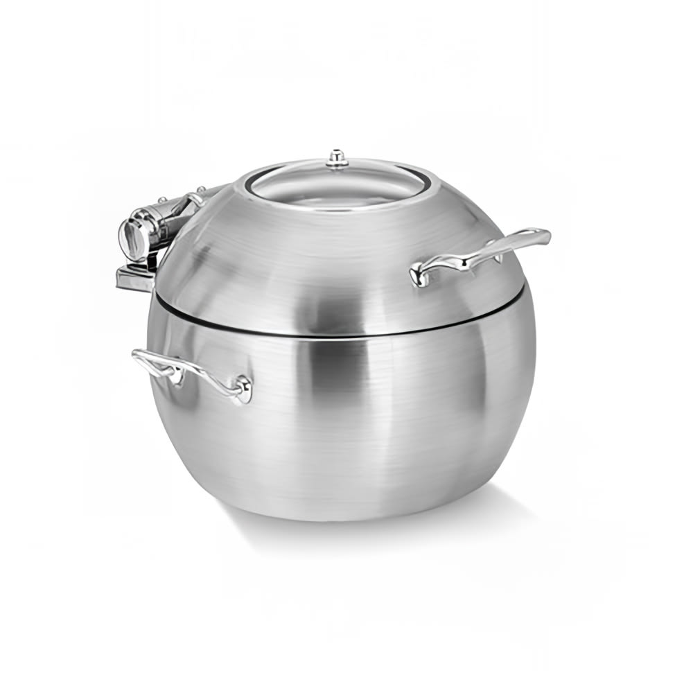 Eastern Tabletop 39311B 11 qt Round Induction Soup Chafer w/ Hinged Glass Lid, Stainless Steel
