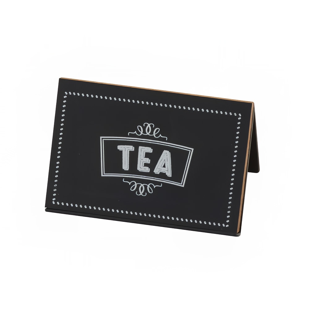 151-30474 "Tea" Chalkboard Table Tent Sign - 3"W x 2"D x 2"H, Black/Whit...