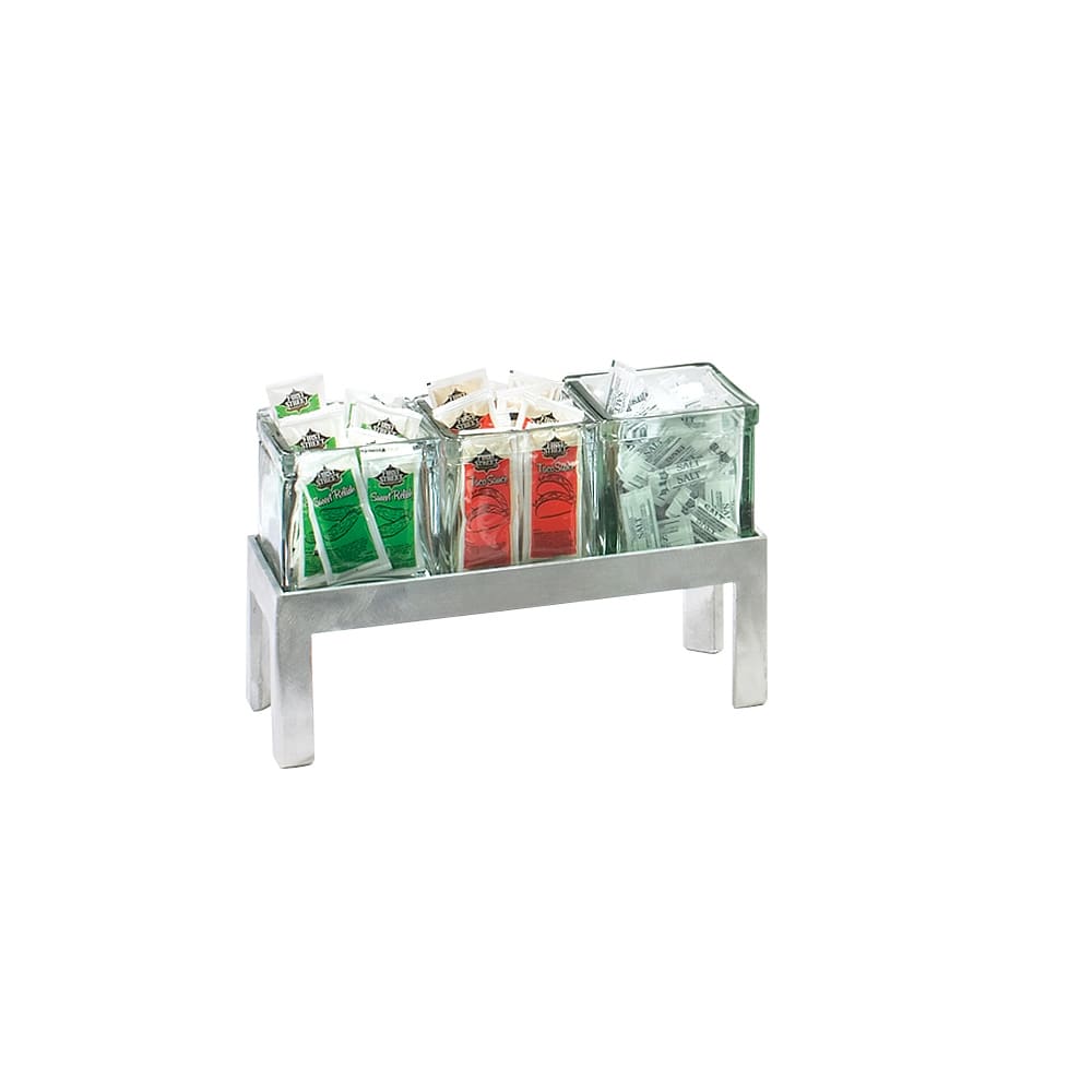 151-15604 Rectangular 3 Compartment Condiment Jar Display - Clear/Silver