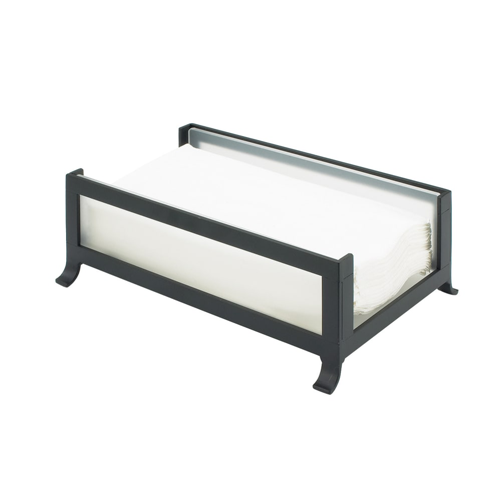 151-158833 Soho Napkin Holder for 4" x 8" Napkins - Black Frame w/ Faux Glass