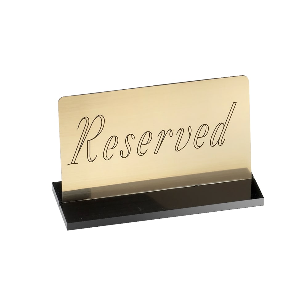 Cal-Mil 956-11 "Reserved" Table Sign - 5" x 3", Metal, Gold