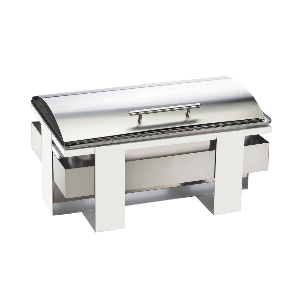 Cal-Mil 3017-55 Rectangular Luxe Chafer - Stainless w/ White Frame