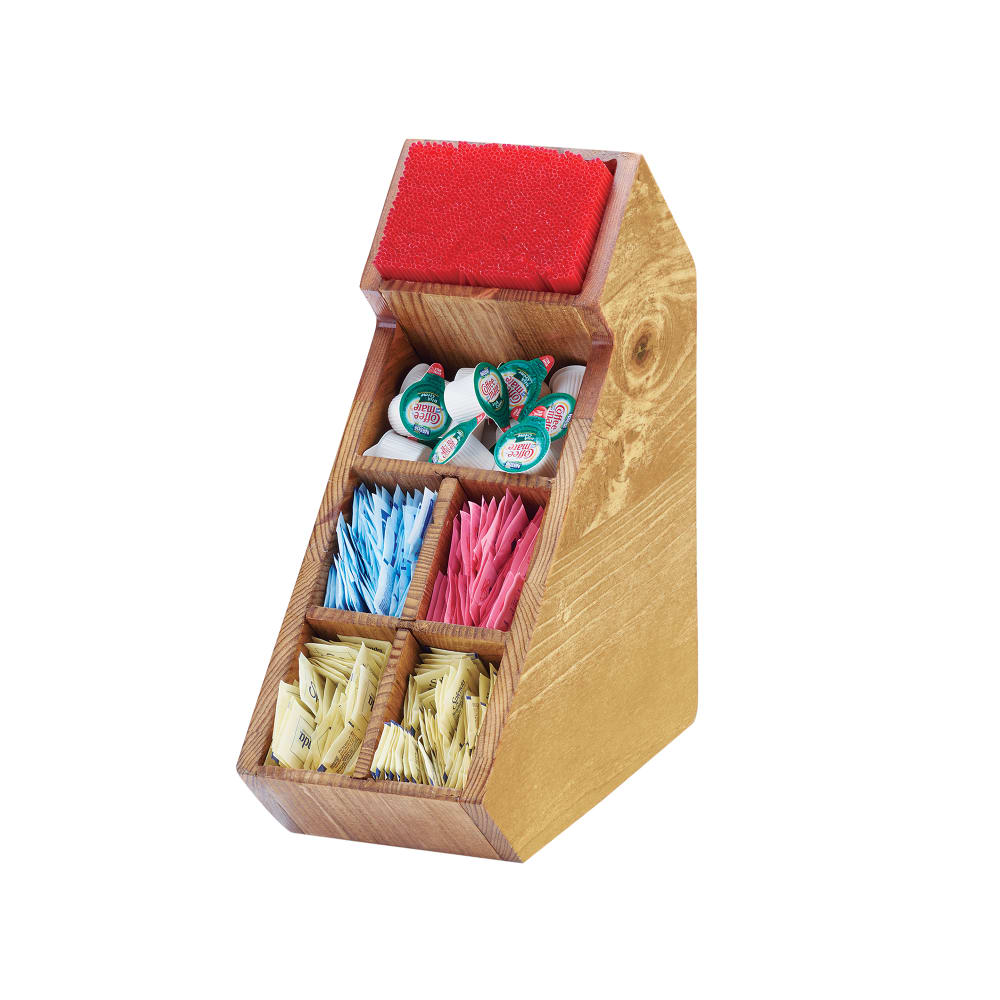 151-205299 6 Compartment Condiment Organizer - 6" x 13" x 15", Reclaimed Wood