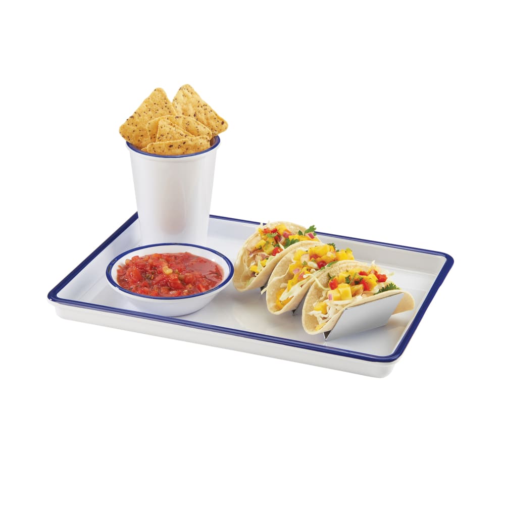 151-346315 13" x 9" Rectangular Serving Tray - Melamine, White