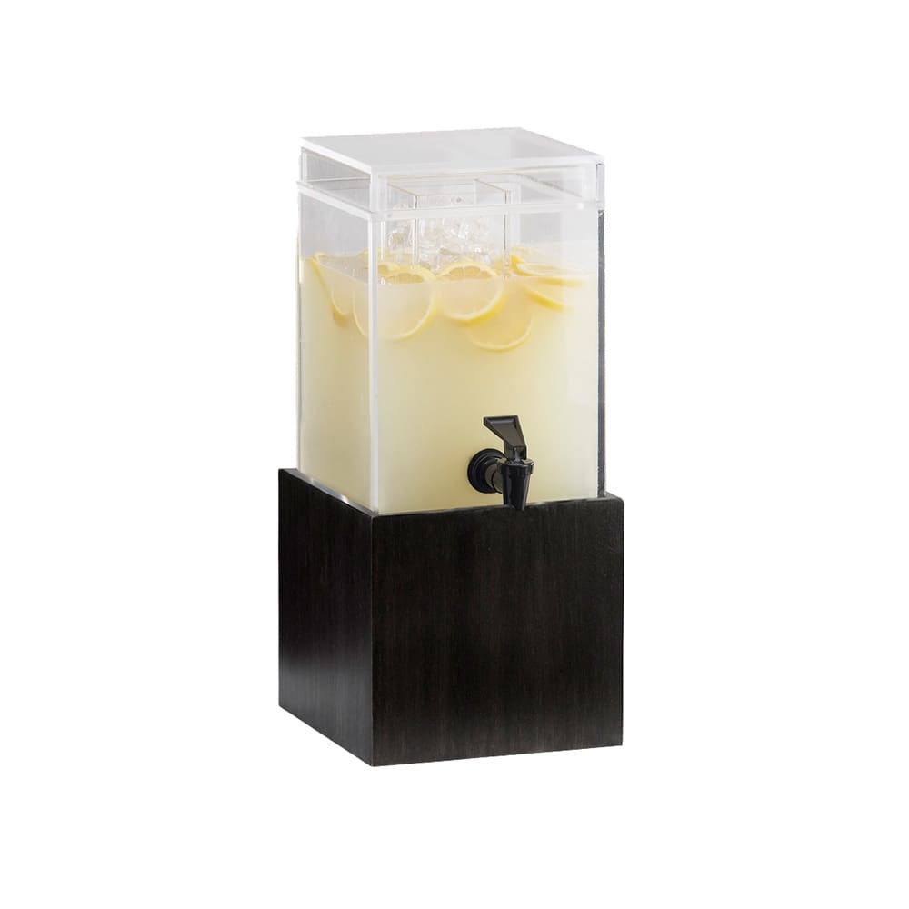 151-1527196 1 1/2 gal Beverage Dispenser w/ Ice Tube - Plastic Container, Midnight Base