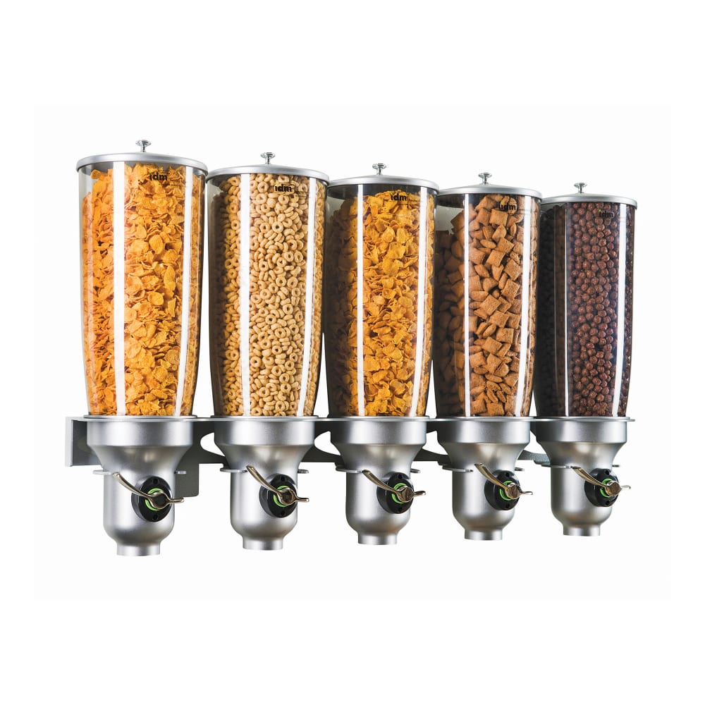 CalMil 3518539FF WallMount Cereal Dispenser, (5) 5 liter Hoppers
