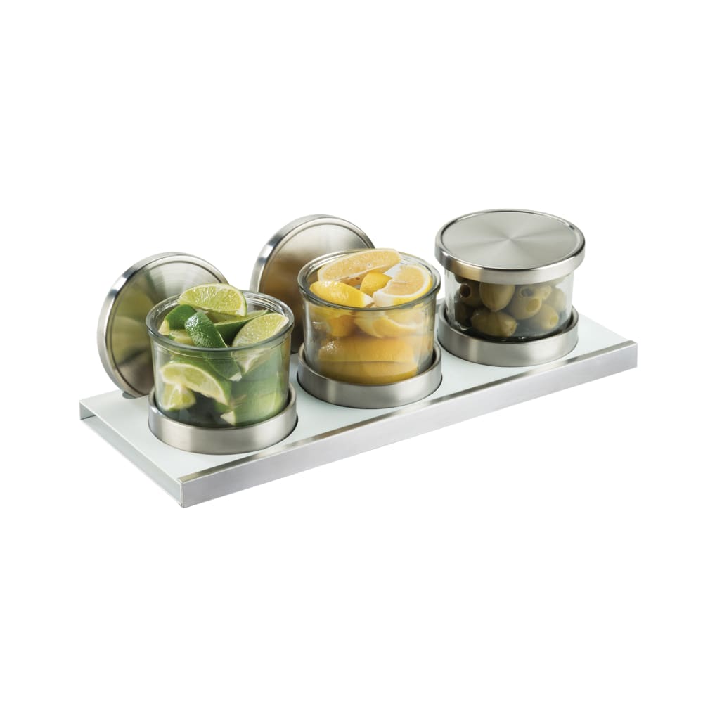 151-3492415 (3) Compartment Bar Garnish Tray - Lift Off Lid