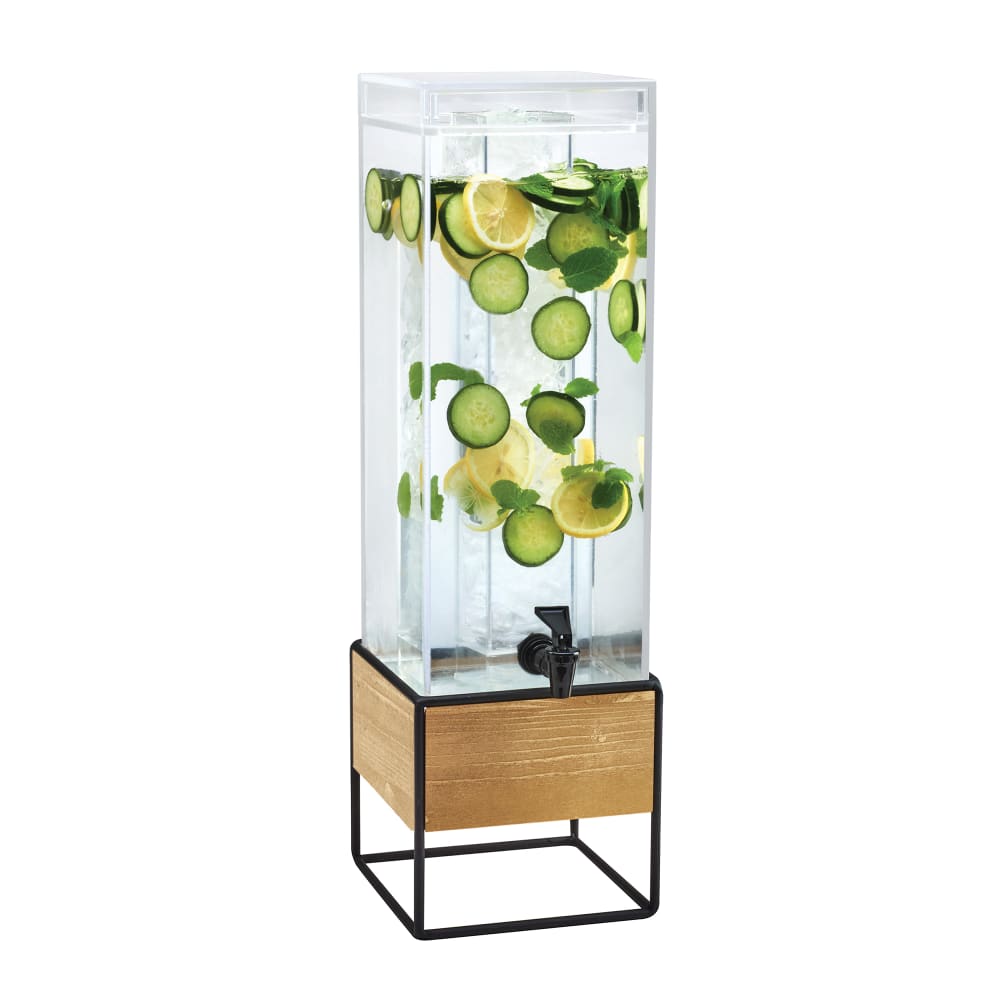 Cal-Mil 3561-3-99 3 gal Beverage Dispenser w/ Ice Tube - Plastic Container, Wood/Black Base
