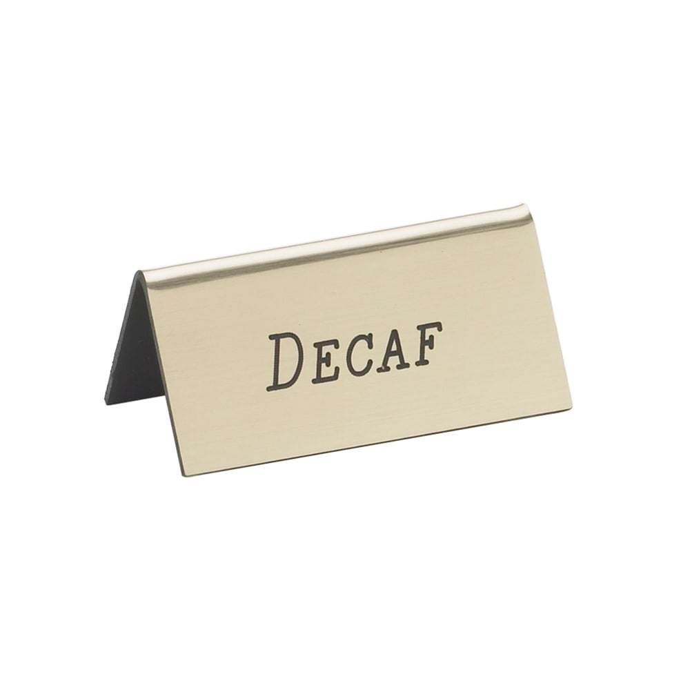 151-2282011 Decaf Table Tent Sign - 1 1/2" x 3", Gold