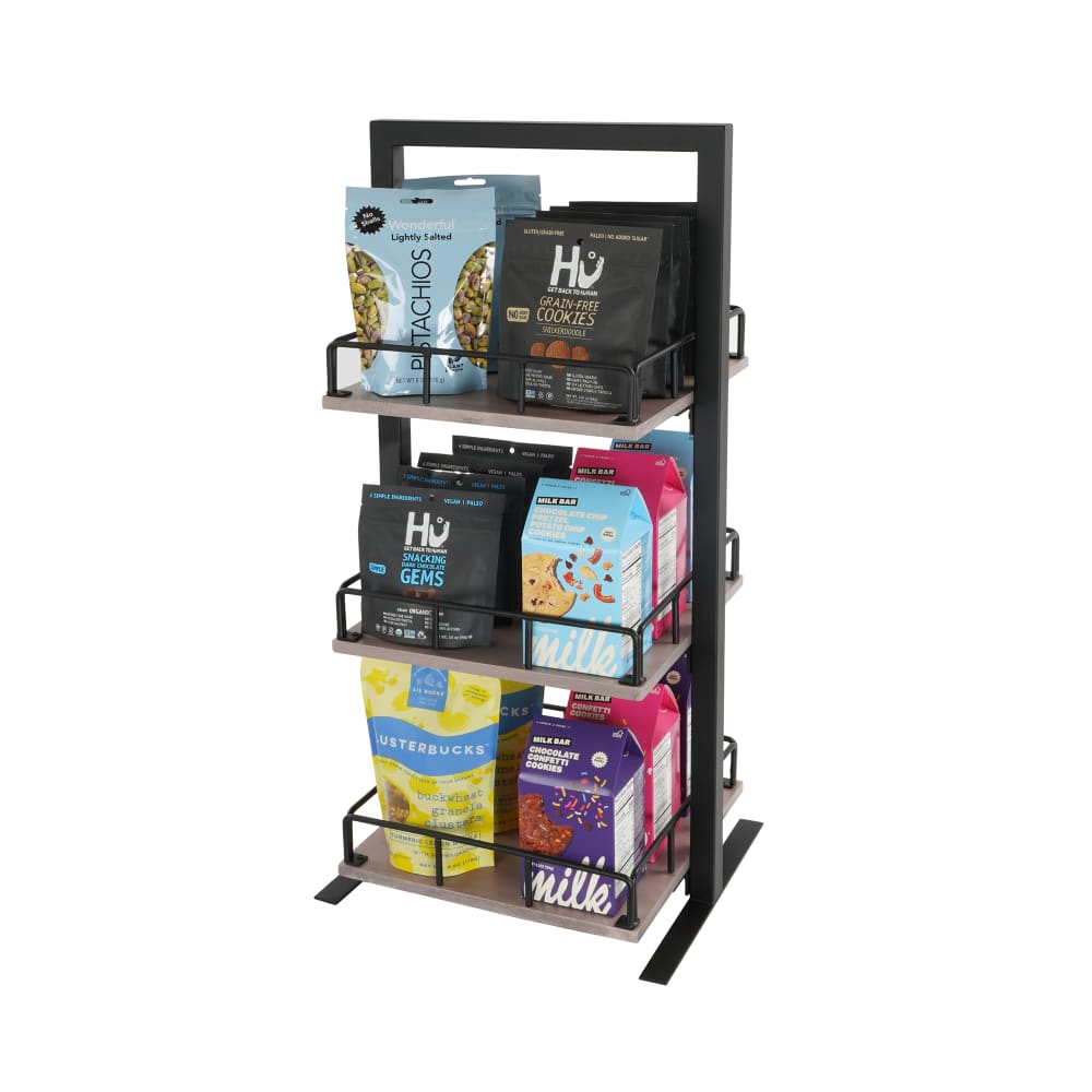 151-34943110 3 Level Tiered Merchandiser - 12" x 12" x 31", Gray Washed Pine Wood/...