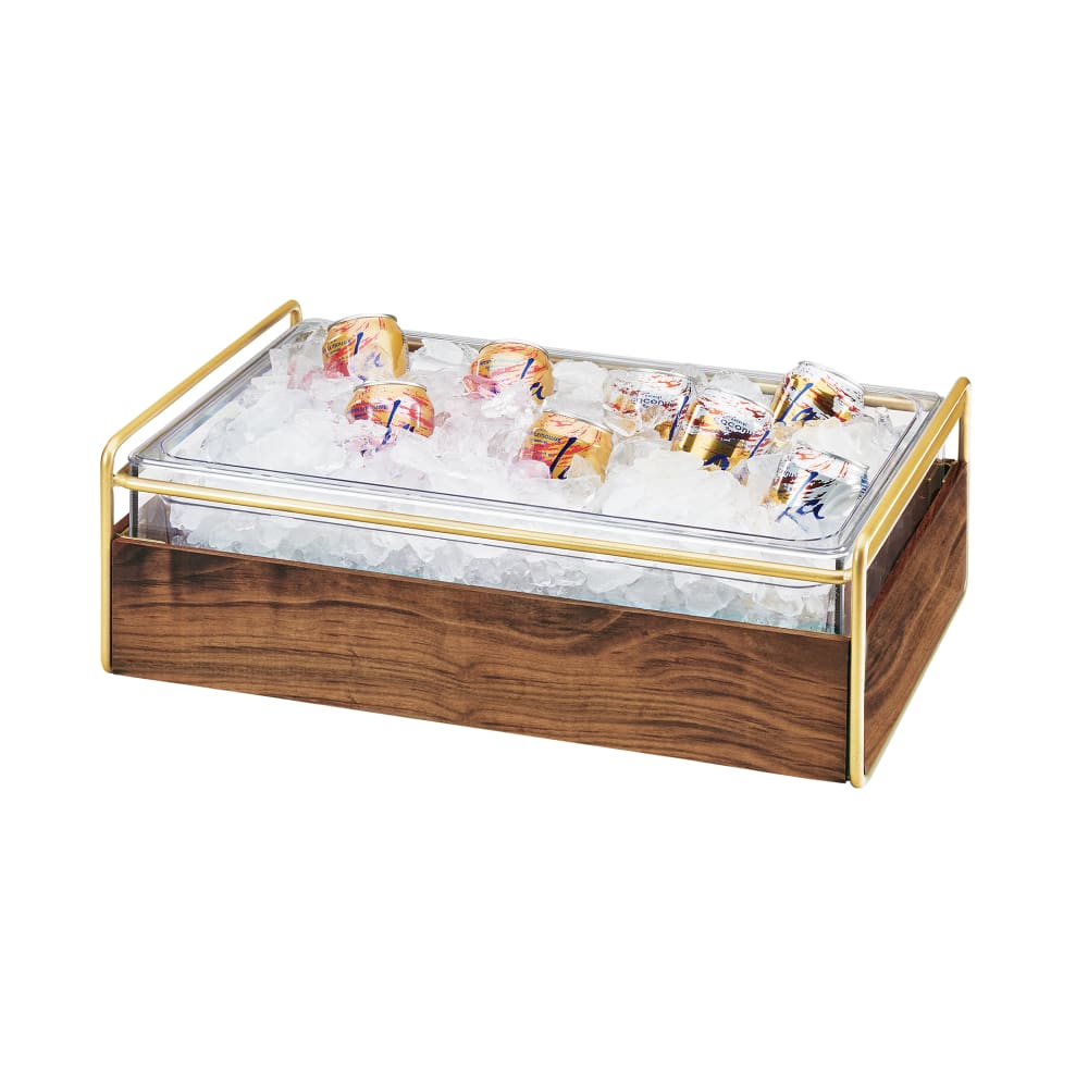 151-37021246 Rectangular Ice Housing - 21 3/4"L x 13 1/2"W x 7 1/4"H, Wood/Brass F...