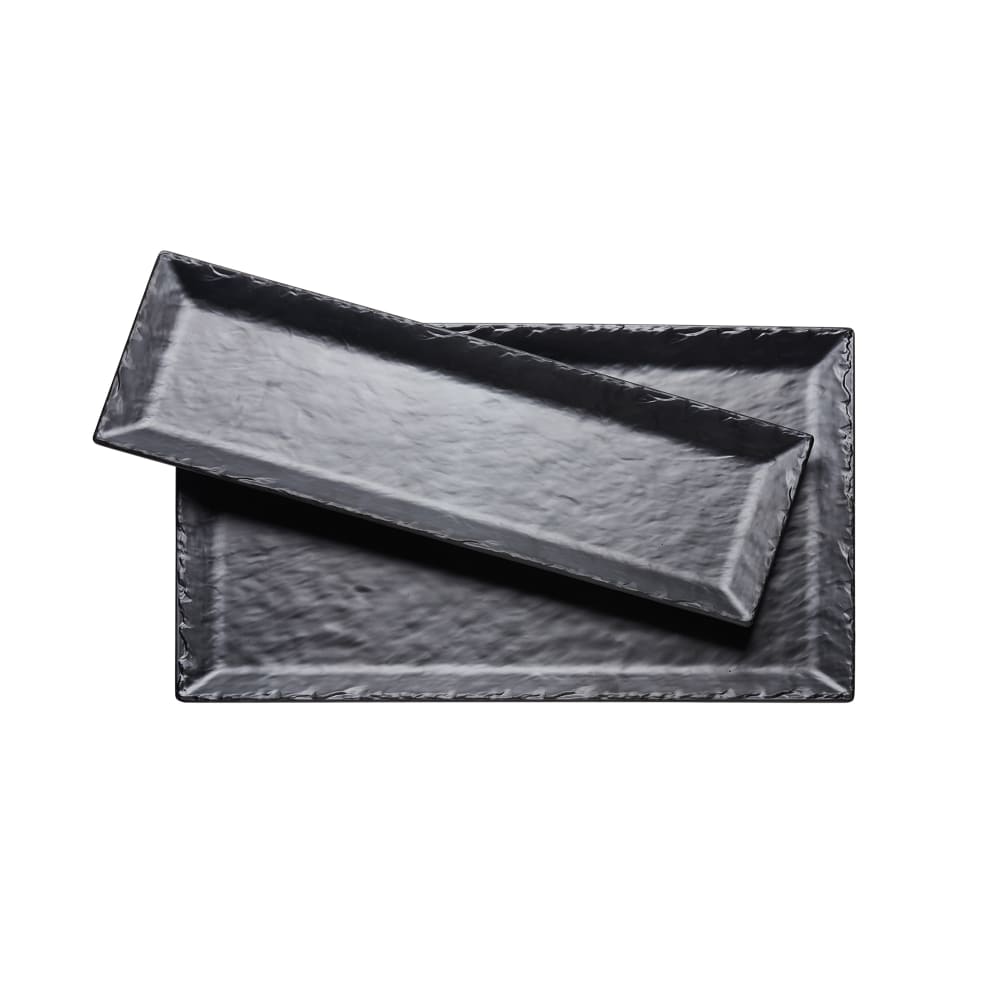 151-3459131065M 13" x 10" Rectangular Platter - Melamine, Black Faux Slate