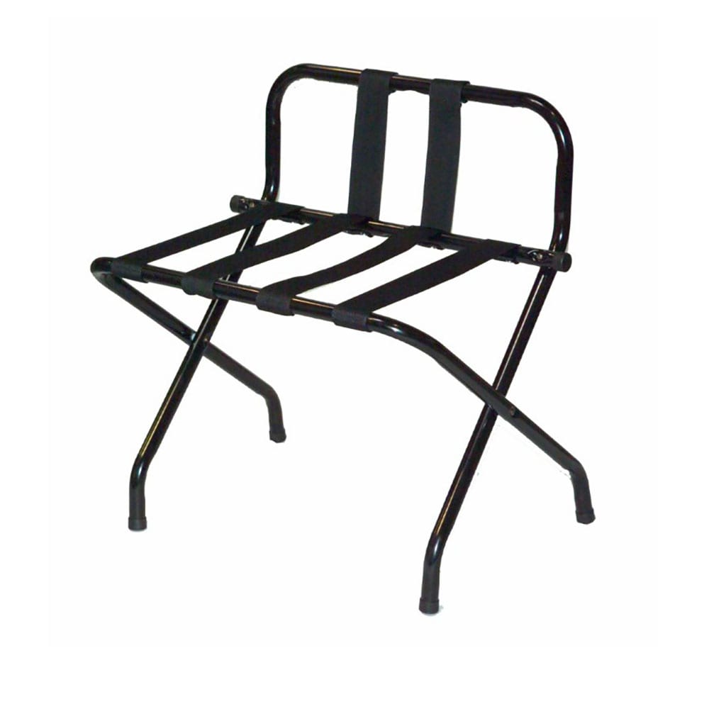 202-1055BLBL Luggage Rack w/ Black Straps - 26 1/2" x 25", Black Steel