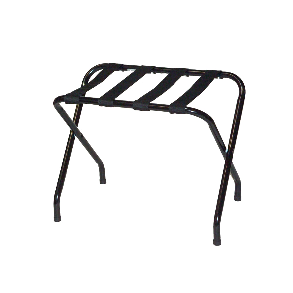 202-155BLBL1 Flat Top Luggage Rack w/ Black Straps, Black Tubular Frame