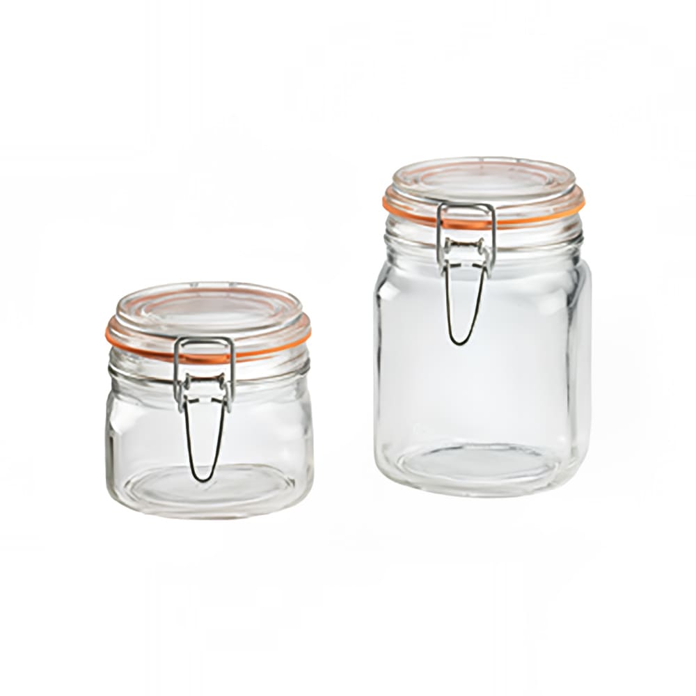 151-C3335JAR 17 oz Square Glass Mason Jar - Hinged Lid