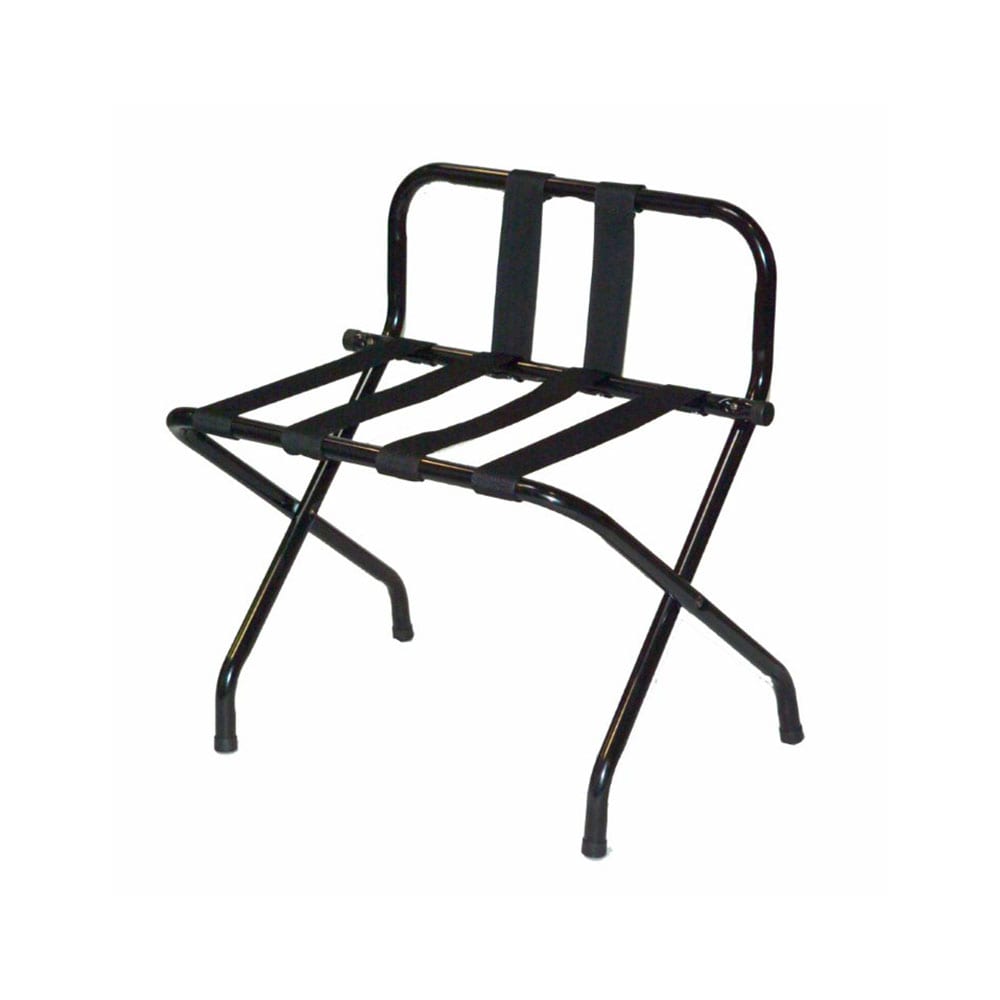 202-1055BBLBL1 Luggage Rack w/ Black Straps & Luxury High Back, Black