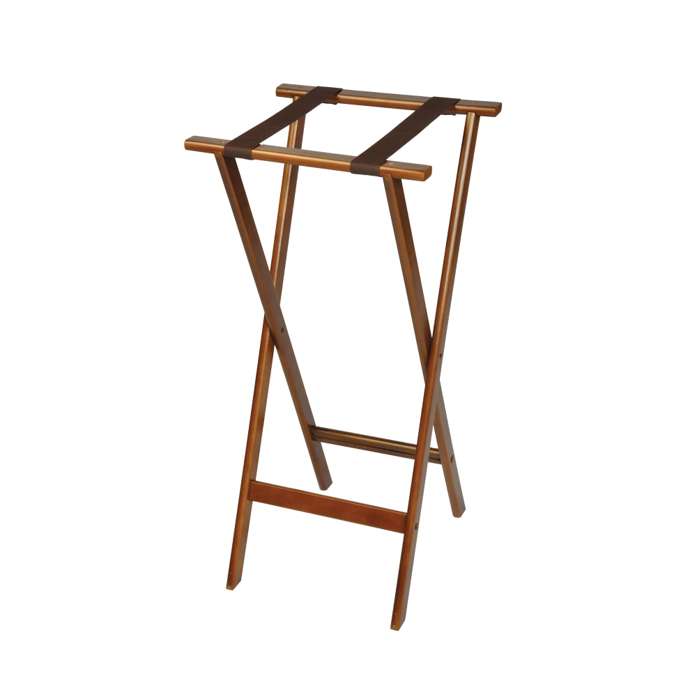 202-11781 38" Extra Tall Flat Tray Stand w/ Brown Straps, Mahogany