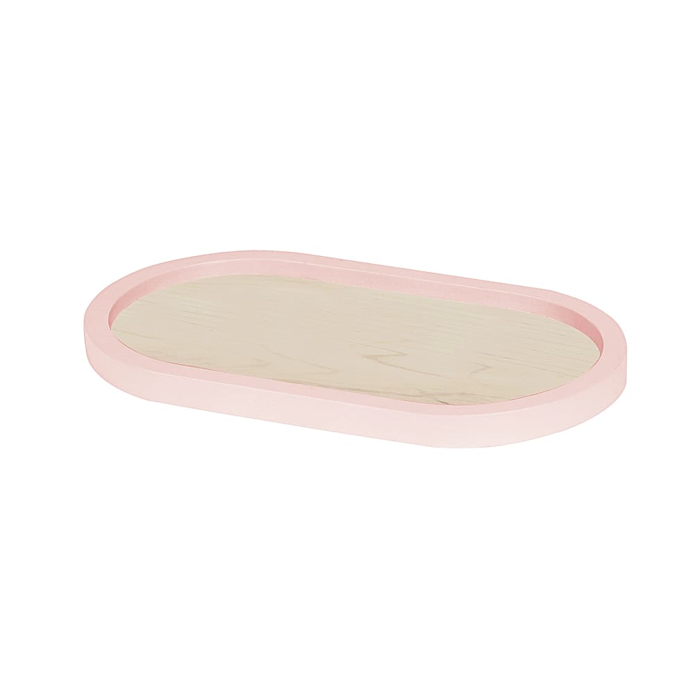 151-22379712108 Oval Serving Tray - 7" x 12", Blonde Maple w/ Blush Rim