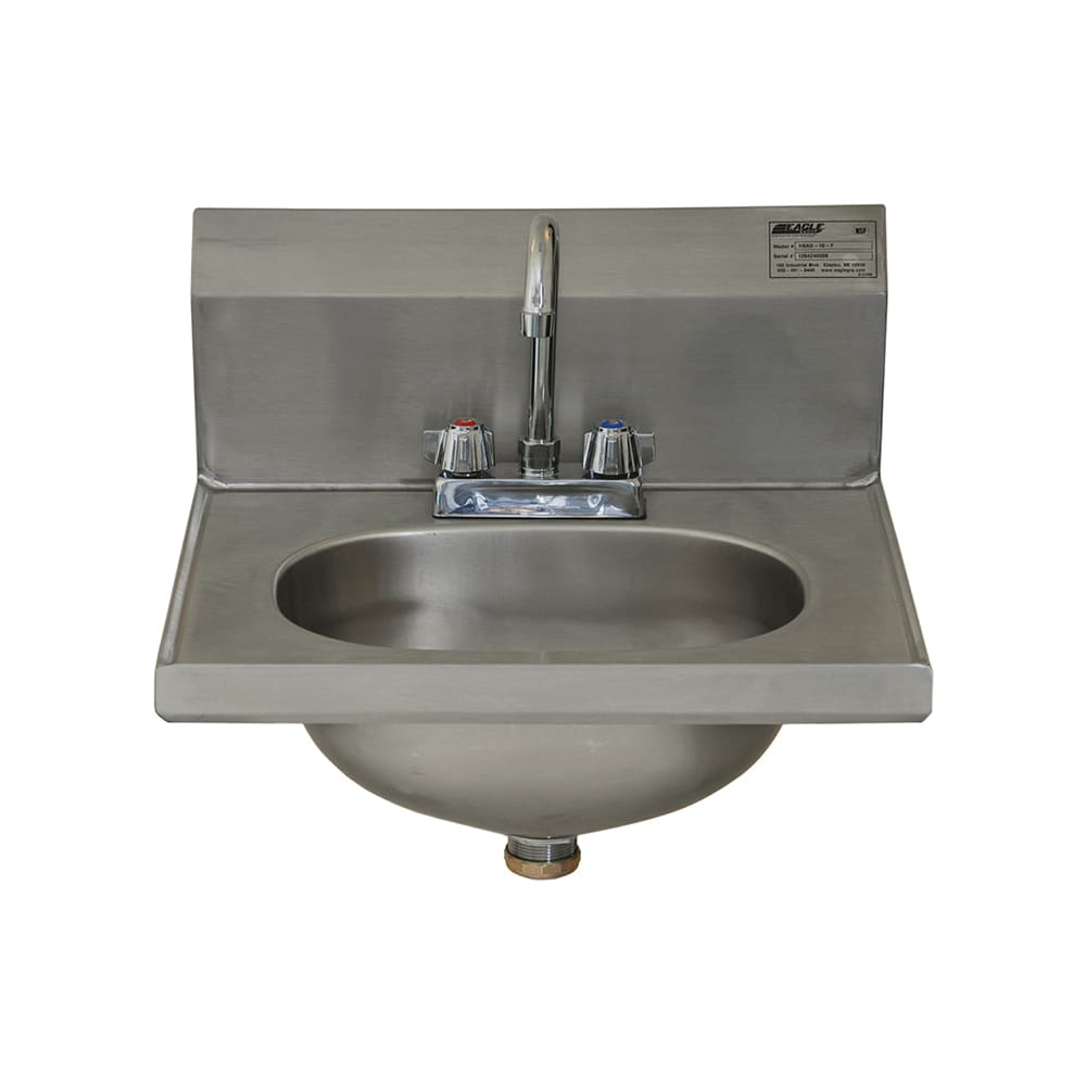 241-HSAD10F Wall Mount Commercial Hand Sink w/ 13 1/2"L x 9 3/4"W x 6 3/4"D Bowl,...