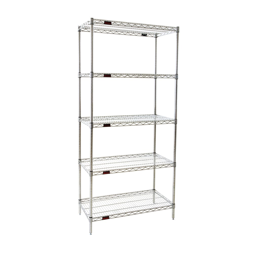 241-S5861836Z Wire Shelving Starter Unit - (5) 18x36" Shelf, 86" Post, Zinc