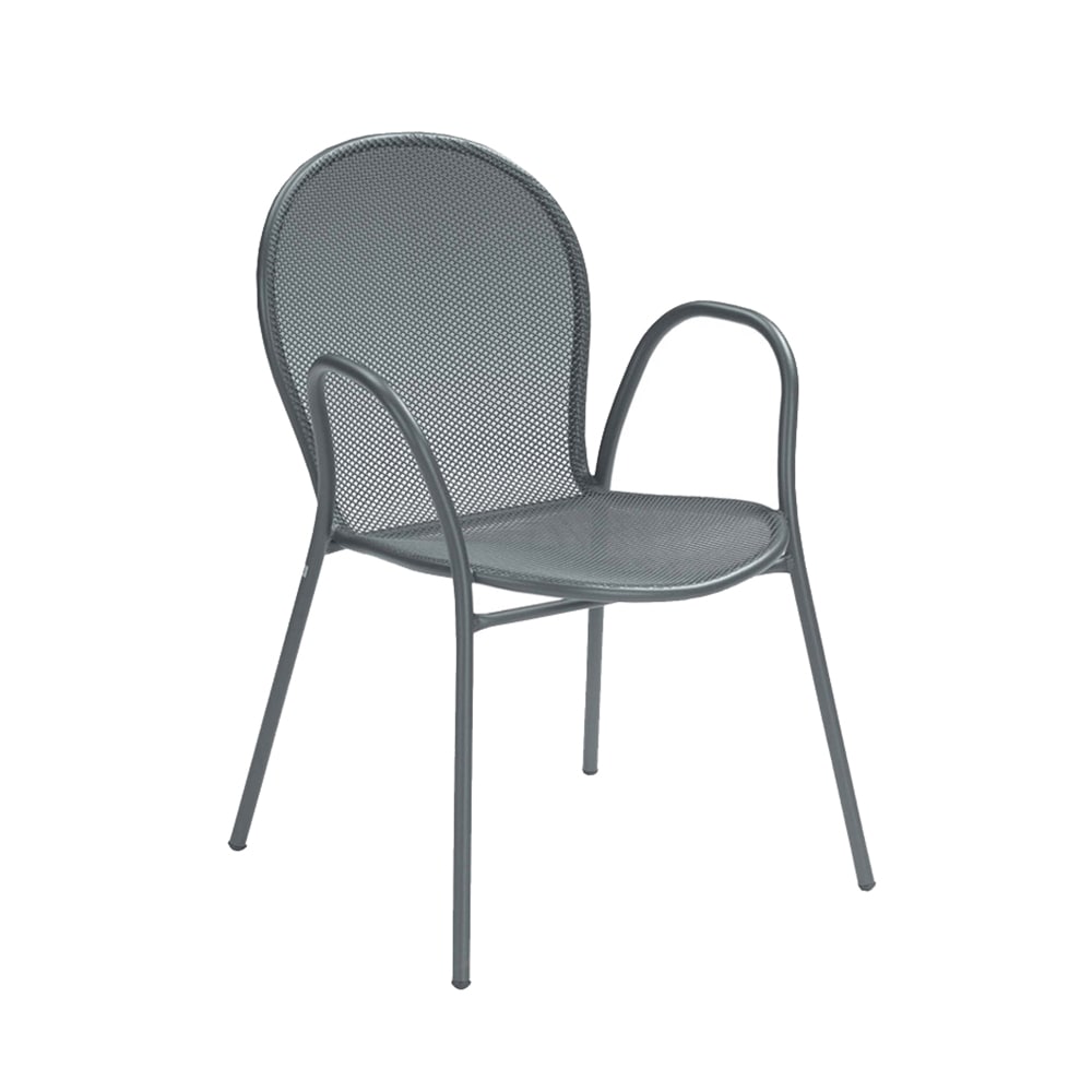 185-116HDAIRON Ronda Heavy Duty Indoor/Outdoor Stacking Armchair - Steel, Gray