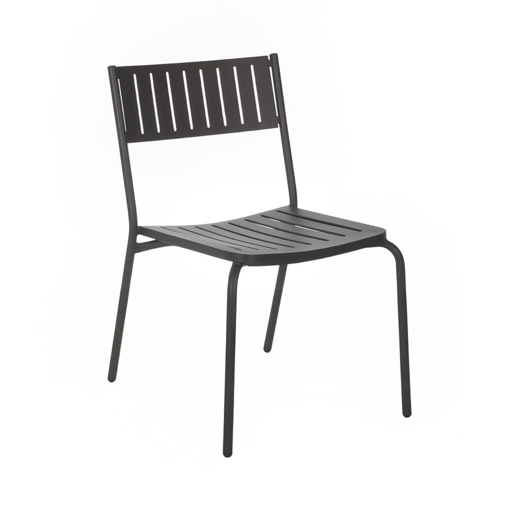 185-146ABLACK Bridge Indoor/Outdoor Stackable Side Chair - Steel, Black